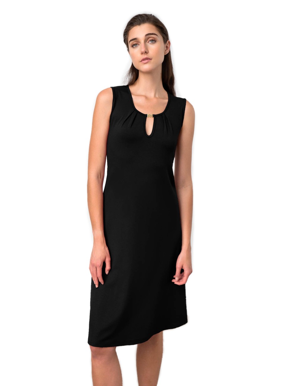 Vamp Κλασικό Αμάνικο Φόρεμα Μονόχρωμο Plus Size 18489 Lamoda.gr